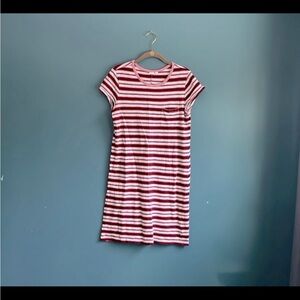 GAP maroon‎ pink and white striped dress women’s size M